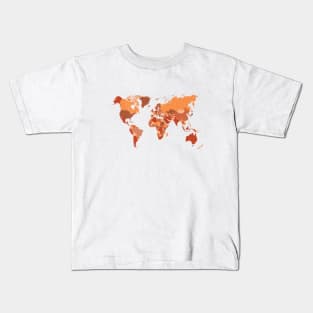 World Map in Burnt Orange Kids T-Shirt